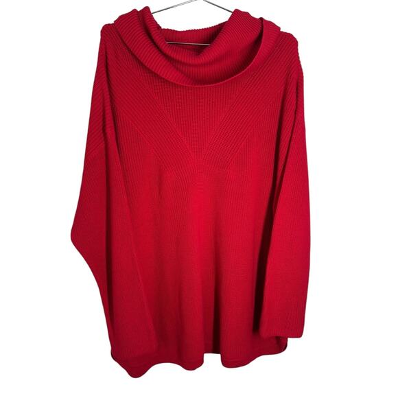 Talbots‎ Red Cowl Neck Ribbed Cotton Blend Sweater 3X - Picture 1 of 5